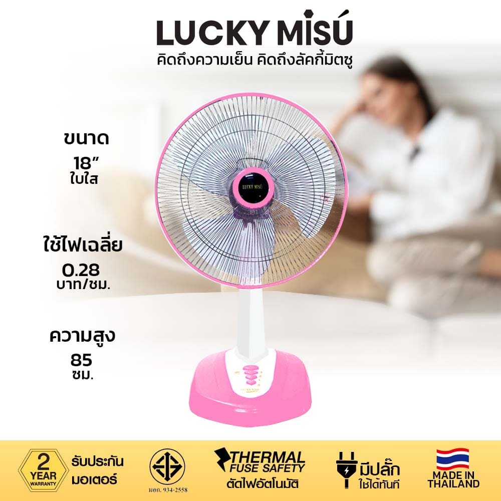 LUCKY-MISU-TABLE-FAN-pink-18-niches-LM168